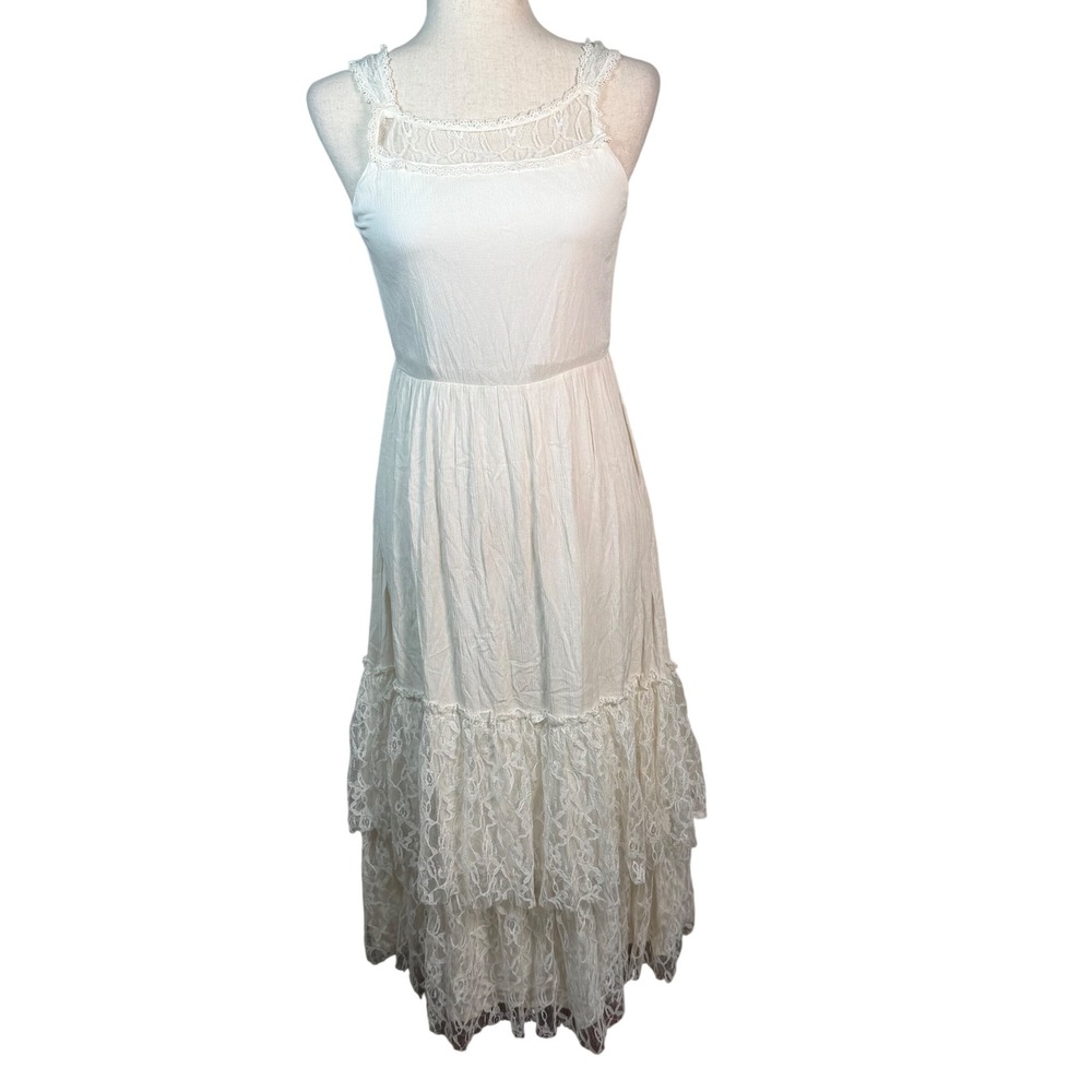 Blush by Us Angels Maxi Dress Girl 14 Ivory Lace Tiered Cottagecore Boho Wedding